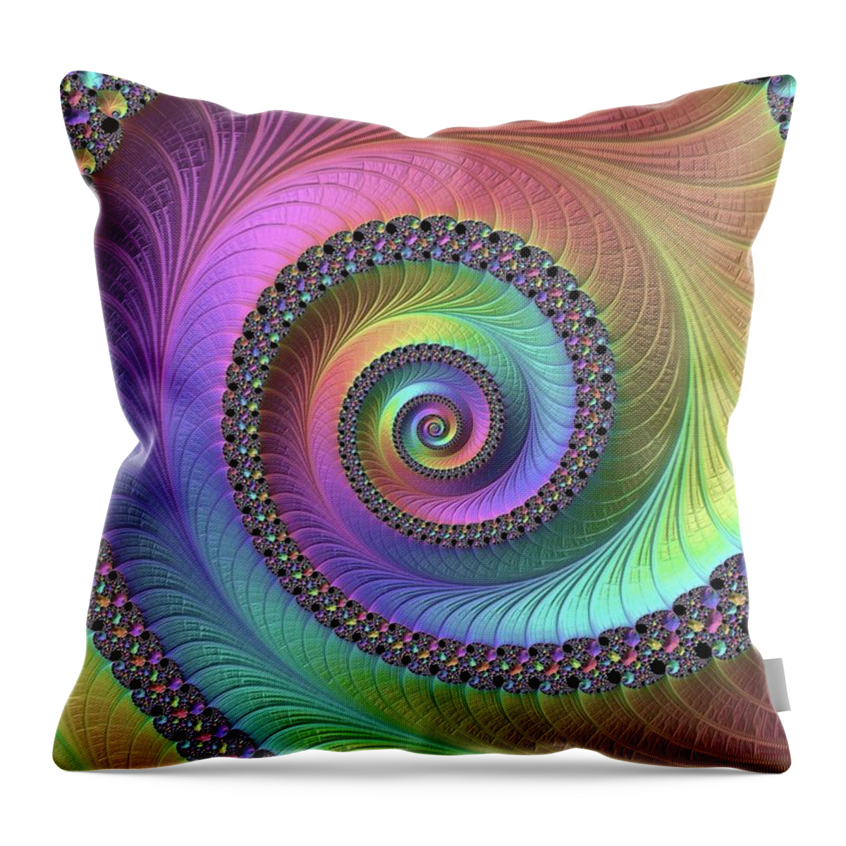 Fractal Throw Pillow featuring the digital art Fractal, Pattern, Kaleidoscope, Art #1 by Esoterica Art Agency