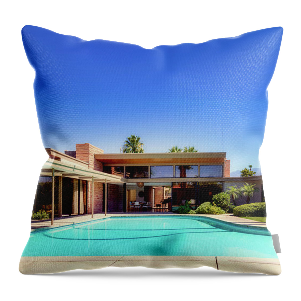 Frank Sinatra Throw Pillow featuring the photograph Frank Sinatra's Twin Palms Estate #1 by Mountain Dreams