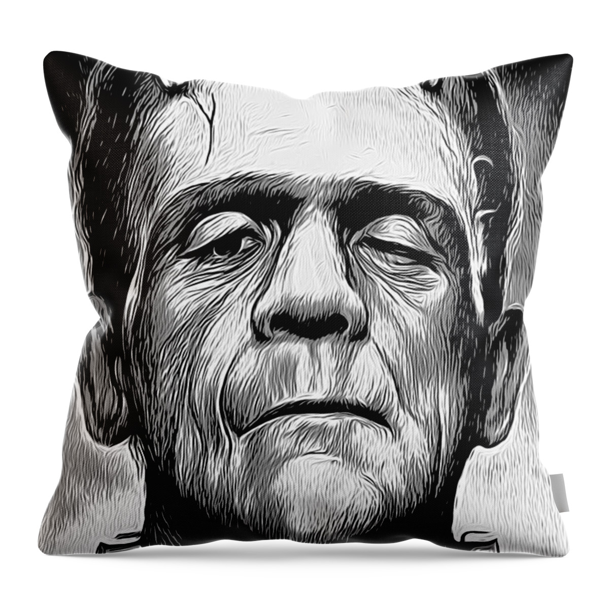Frankenstein Throw Pillow featuring the digital art Frankenstein #1 by Greg Joens