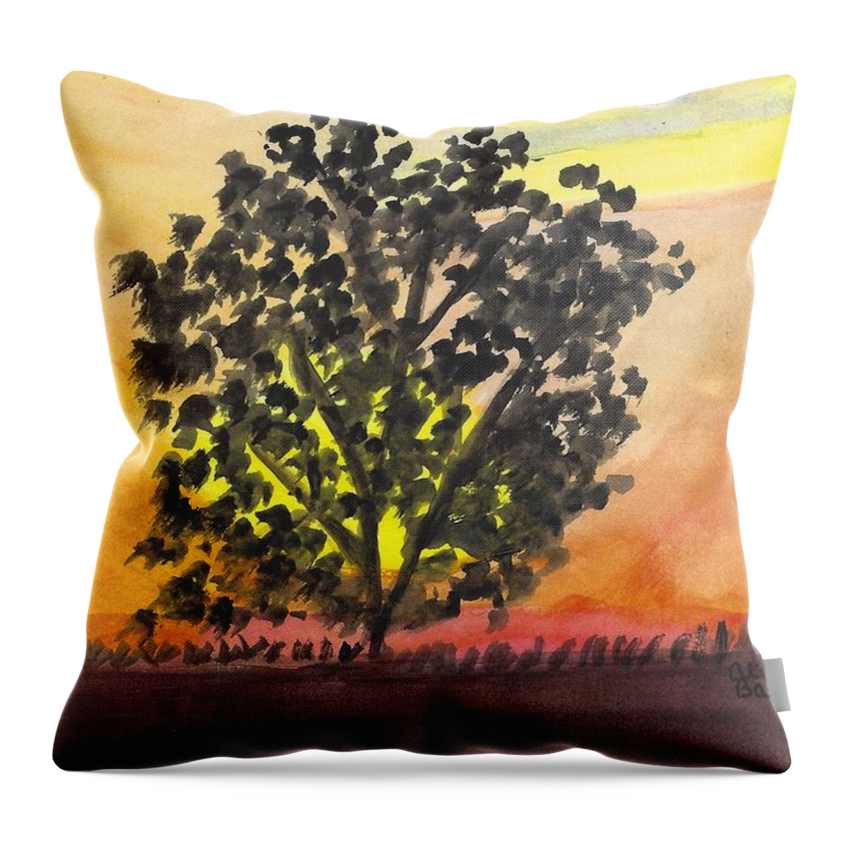 Watercolor Throw Pillow featuring the painting Serenity by Ali Baucom