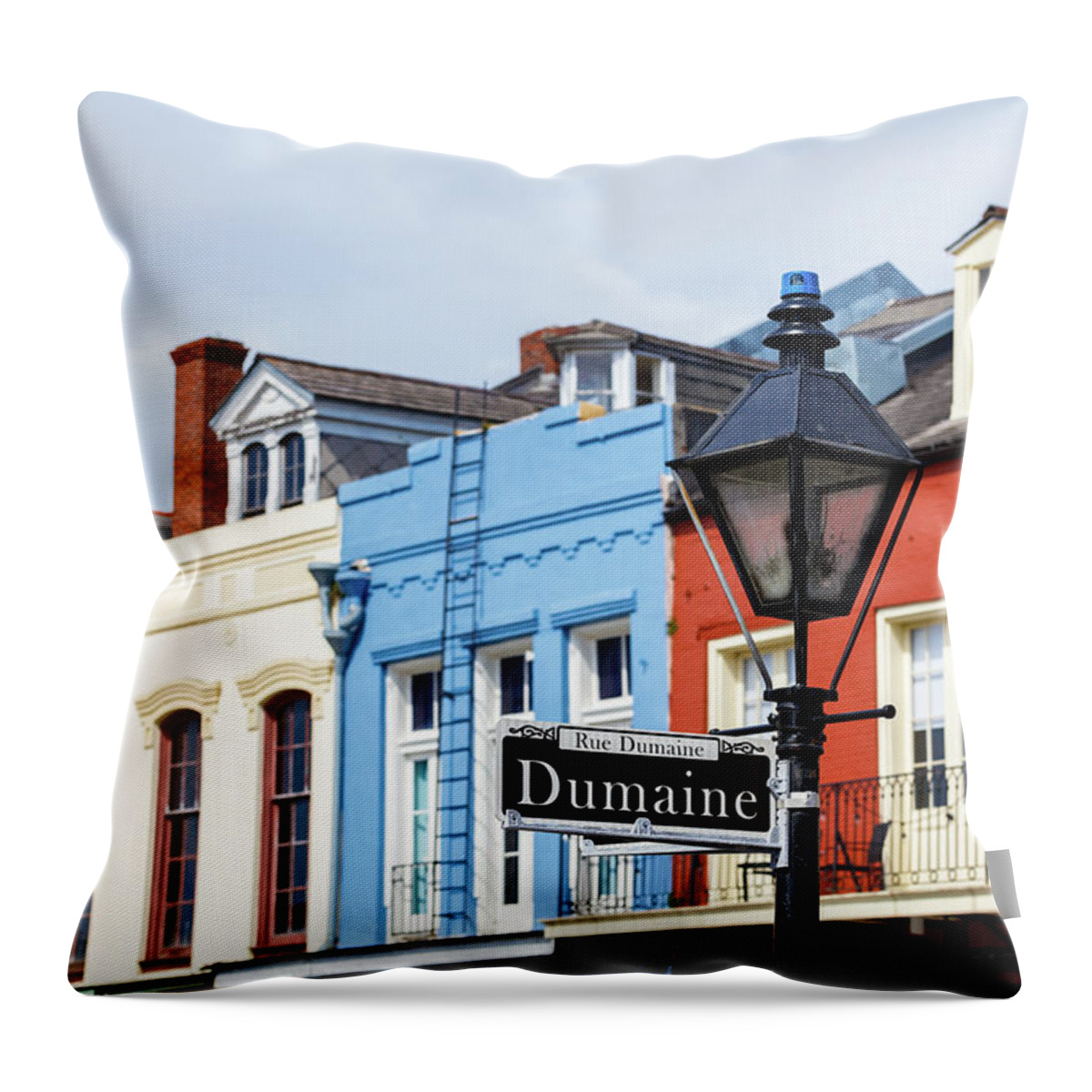 Bourbon Street Throw Pillow featuring the photograph French Quarter Cityscape #1 by Raul Rodriguez