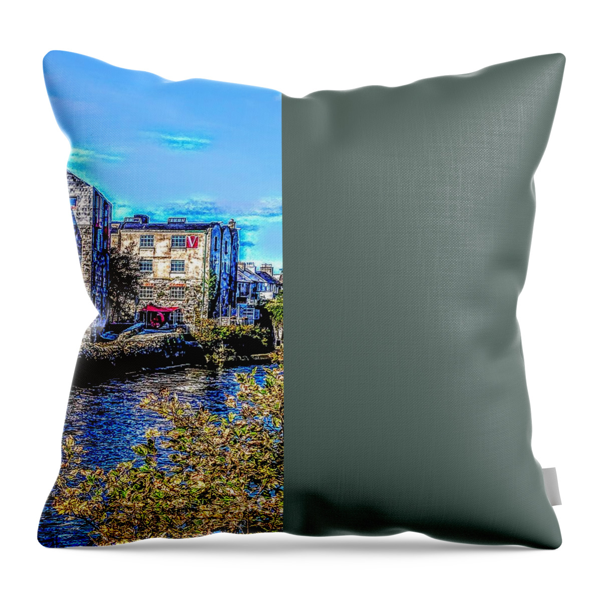 Galway Throw Pillow featuring the painting paintings of Galway ,Ireland by Mary Cahalan Lee - aka PIXI