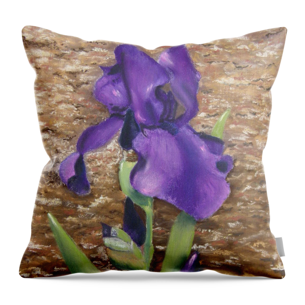 Purple Throw Pillow featuring the pastel Garden Iris by Carol Corliss