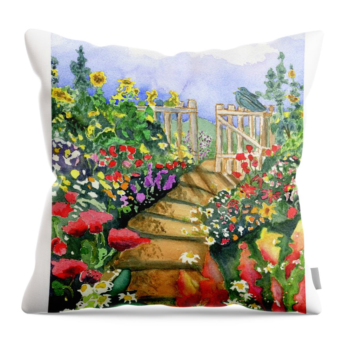 Landscape Throw Pillow featuring the painting Pathway to Heaven by Sue Carmony