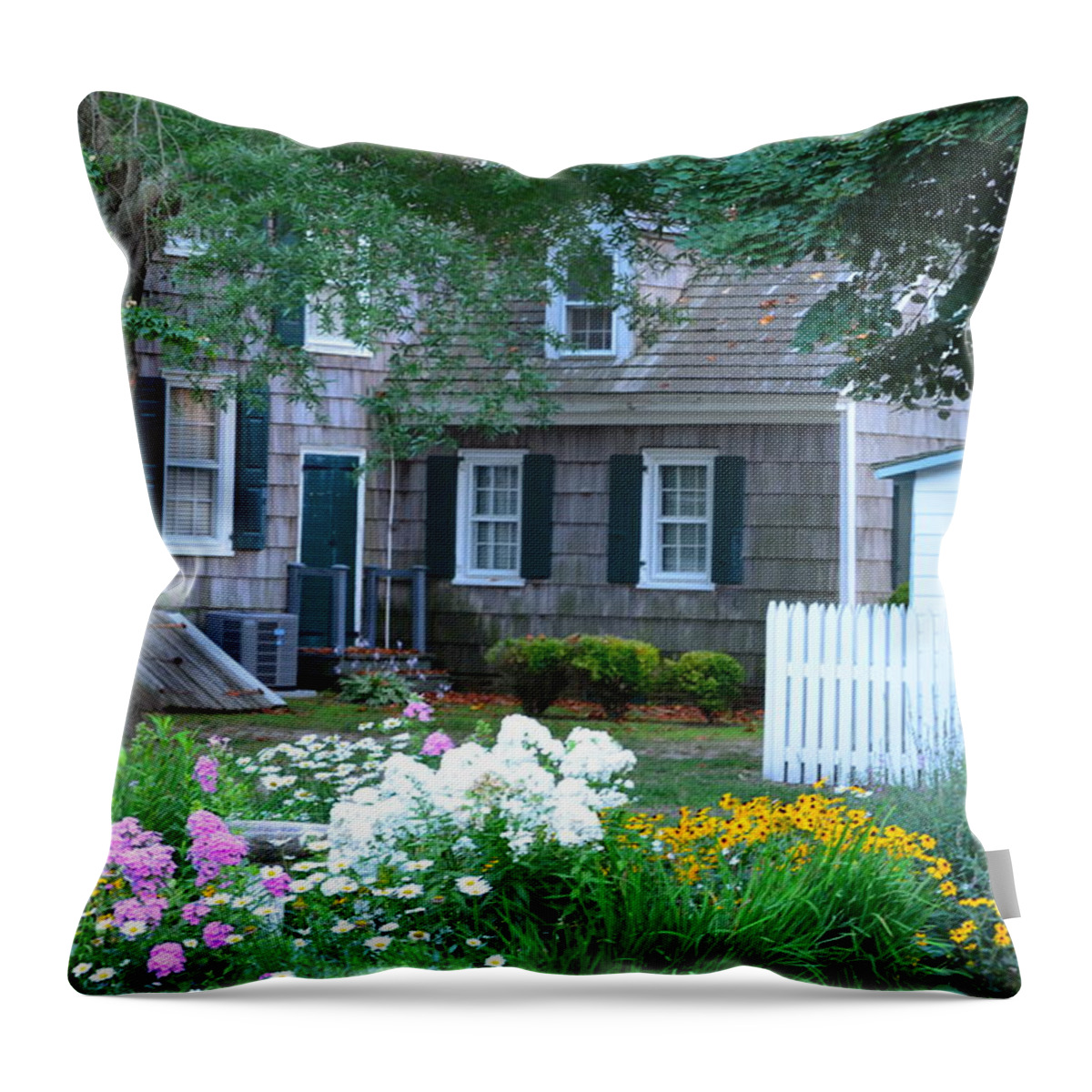  Throw Pillow featuring the photograph Gardens at the Burton-Ingram House - Lewes Delaware #1 by Kim Bemis