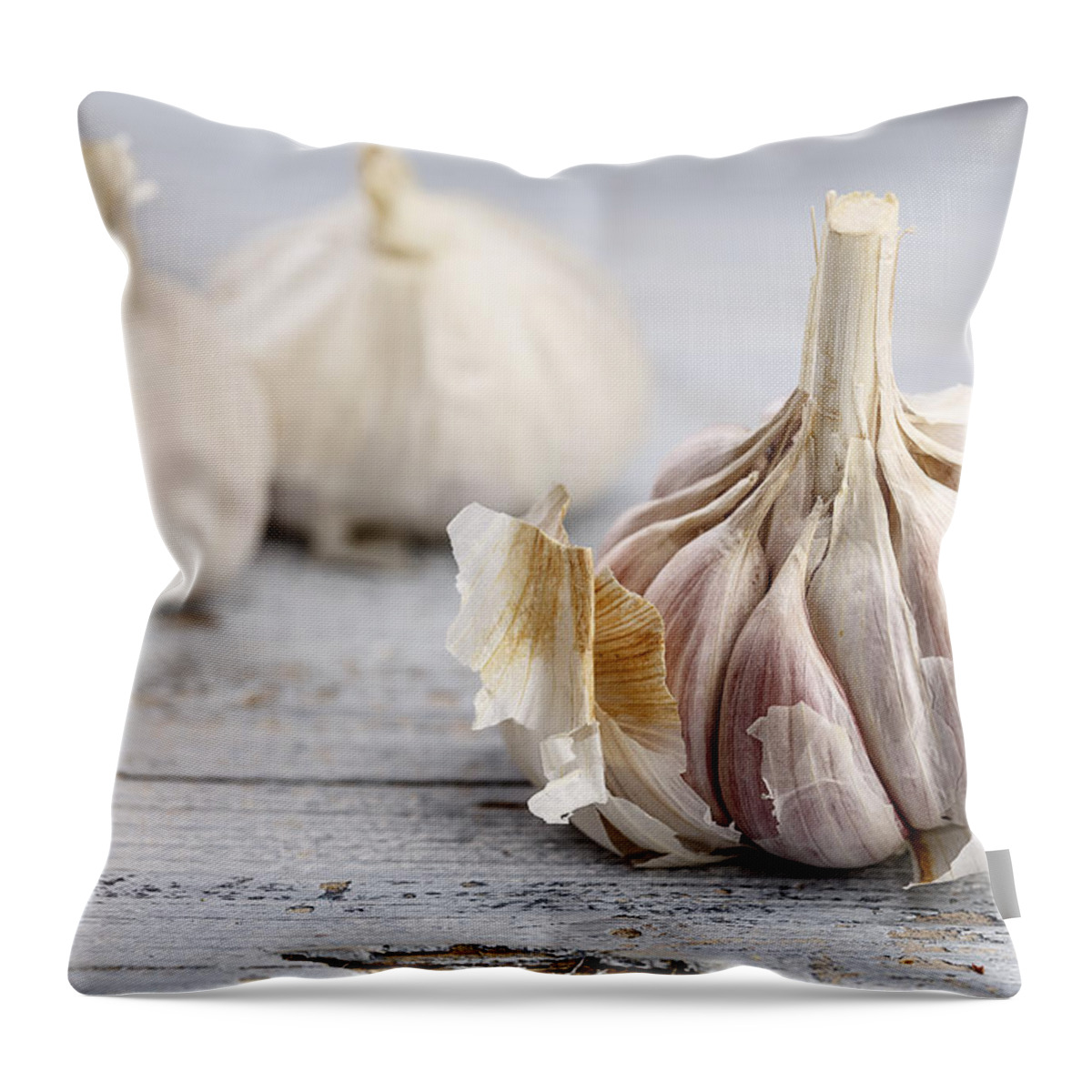 Garlic Throw Pillow featuring the photograph Garlic #1 by Nailia Schwarz