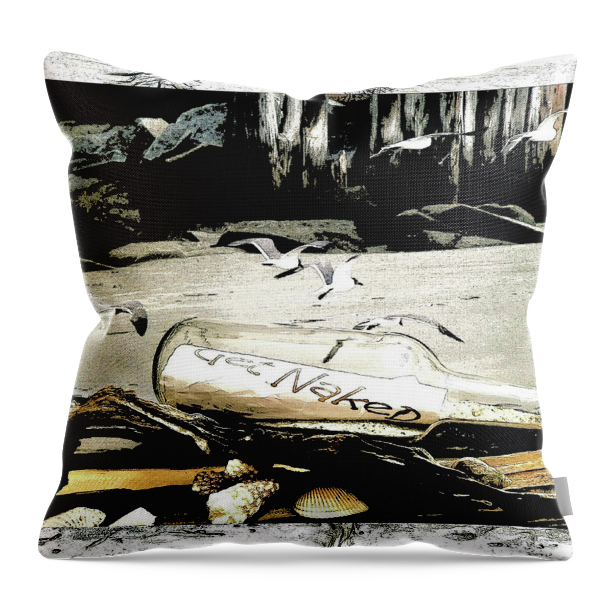 Beach Throw Pillow featuring the painting Get Naked #1 by Virginia Bond