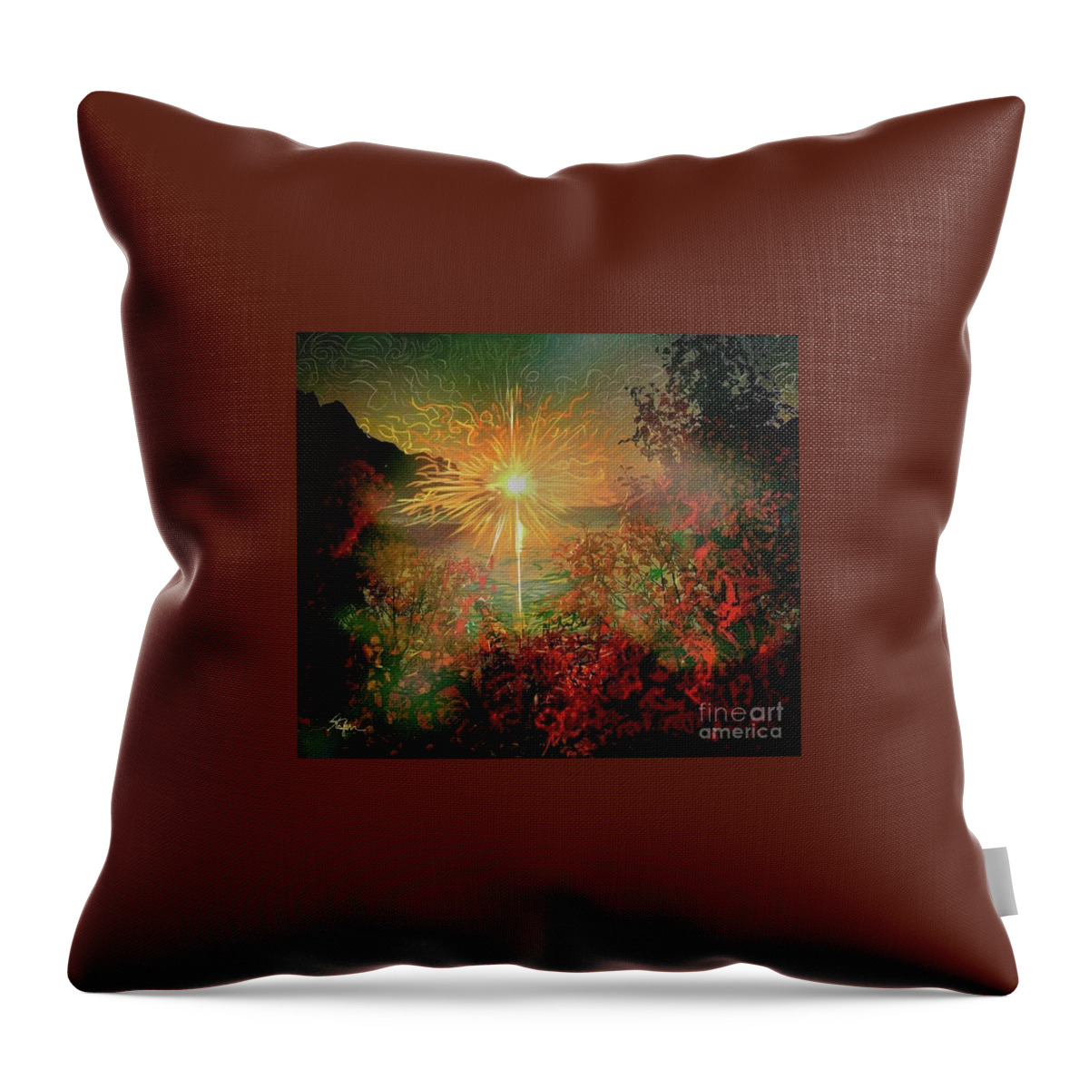 Sunset Throw Pillow featuring the painting Glorious #1 by Stefan Duncan
