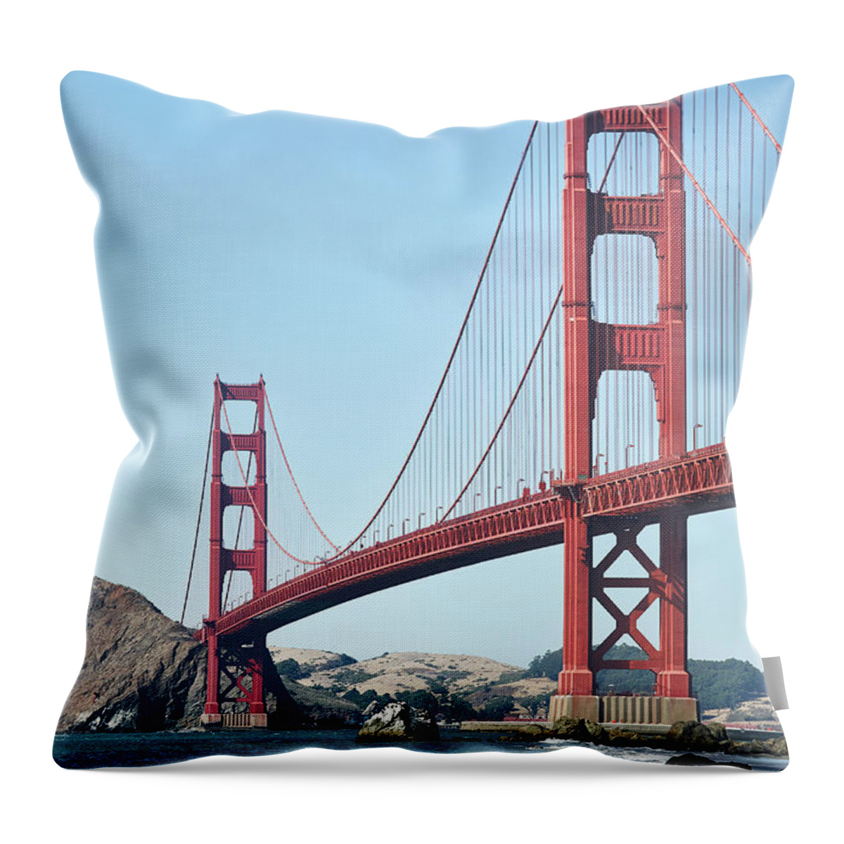 Architecture Throw Pillow featuring the photograph Golden Gate Bridge from Baker Beach 2 #1 by Dean Birinyi