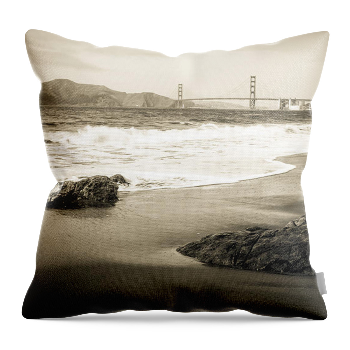 Golden Gate Bridge Throw Pillow featuring the photograph Golden Gate Bridge #1 by Lev Kaytsner