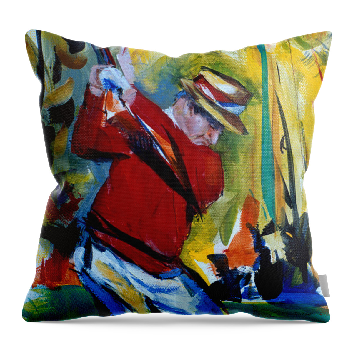 Golf Throw Pillow featuring the painting Golf Red #1 by John Gholson