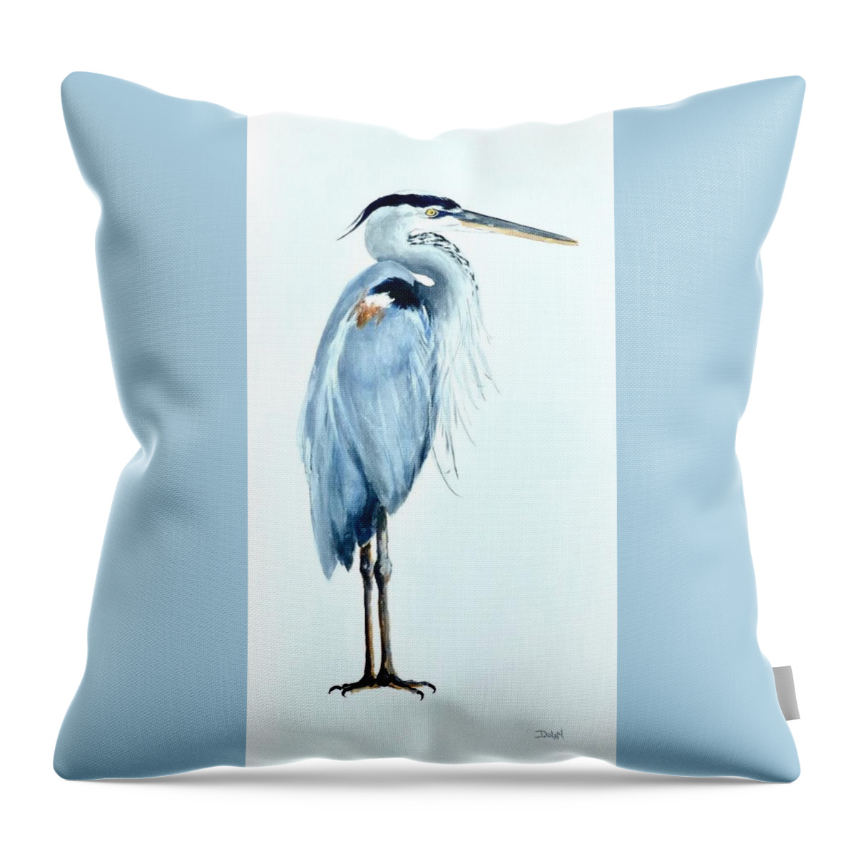 Great Blue Heron Throw Pillow featuring the painting Great Blue Heron #2 by Pat Dolan