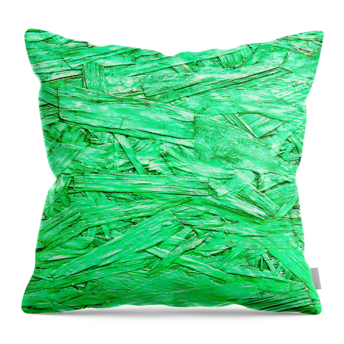 Abstract Throw Pillow featuring the photograph Green plywood #1 by Tom Gowanlock