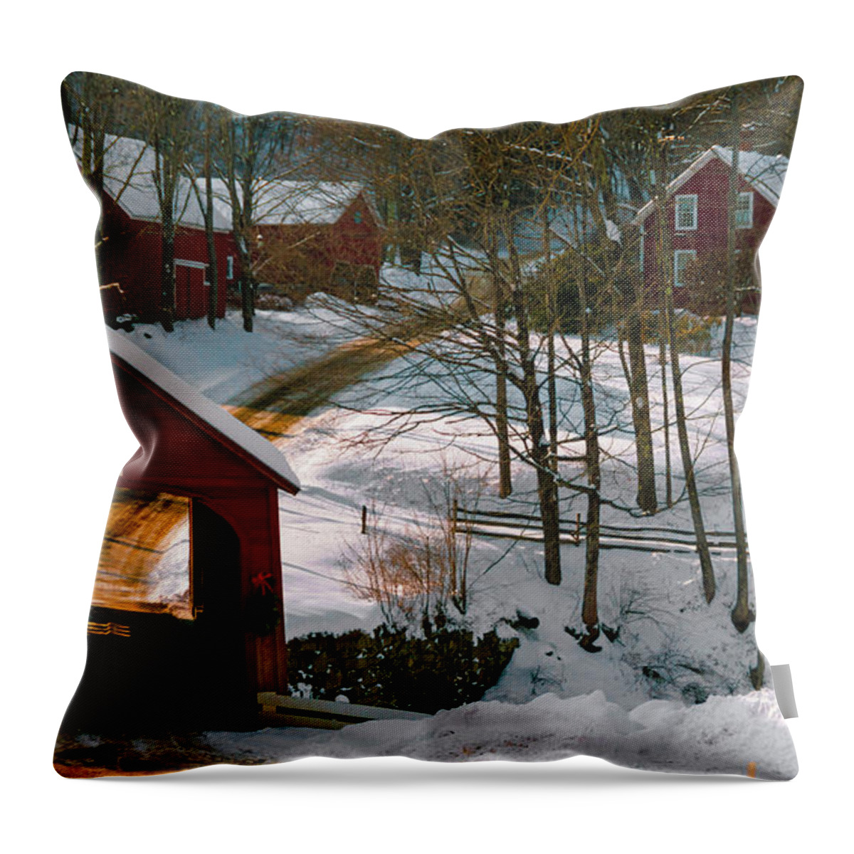 Green River Covered Bridge Throw Pillow featuring the photograph Green River Covered Bridge #2 by Scenic Vermont Photography