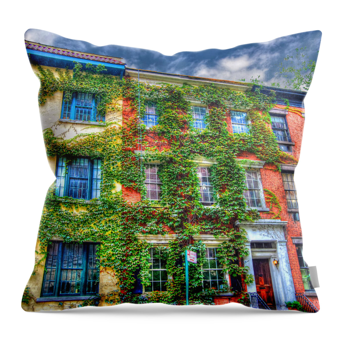 Townhouse Throw Pillow featuring the photograph Greenwich Village Ivy 2 #1 by Randy Aveille