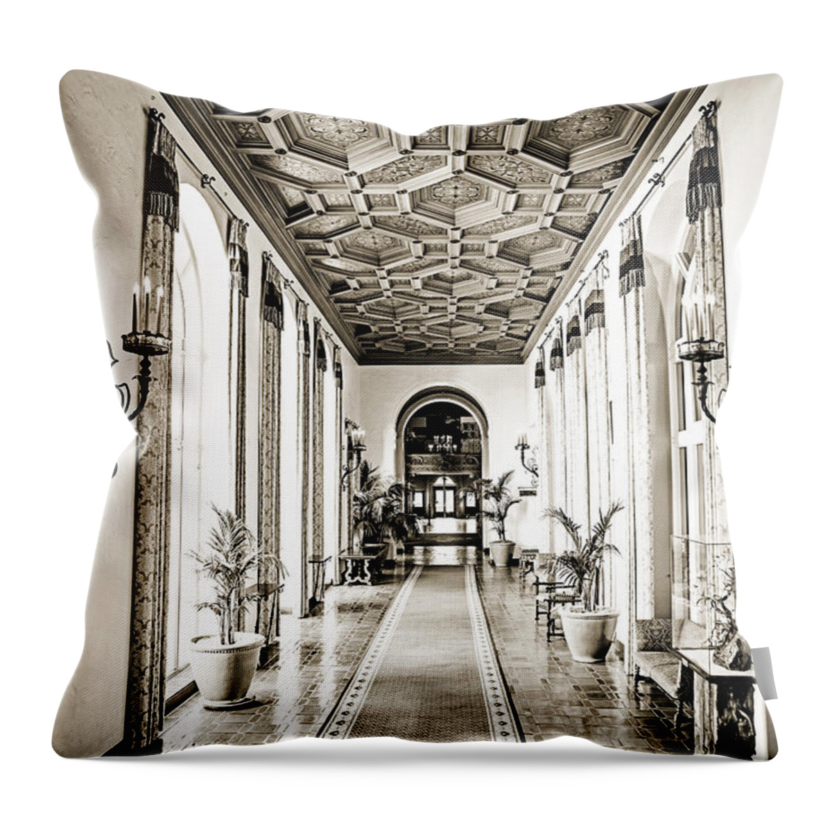 Hotel Throw Pillow featuring the photograph Hallway of Elegance #2 by Scott Pellegrin