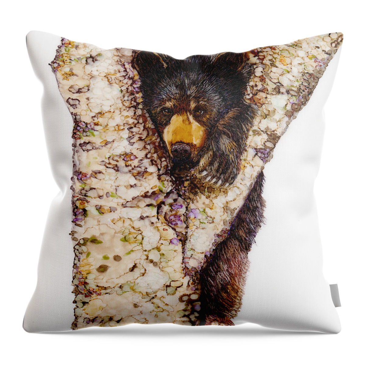 Woolyfrogarts Throw Pillow featuring the mixed media Hanging #1 by Jan Killian