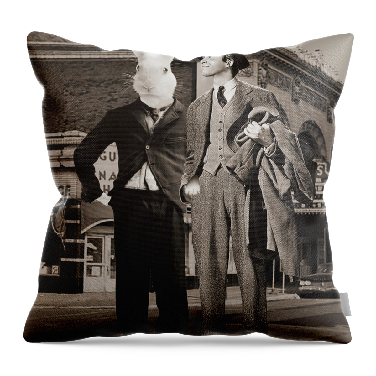 Harvery Throw Pillow featuring the digital art Walking With Harvey by M Spadecaller