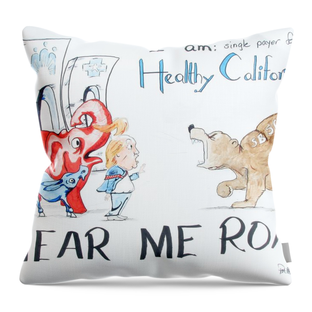 Sb 562 Throw Pillow featuring the drawing Hear Me Roar #1 by Patricia Kanzler
