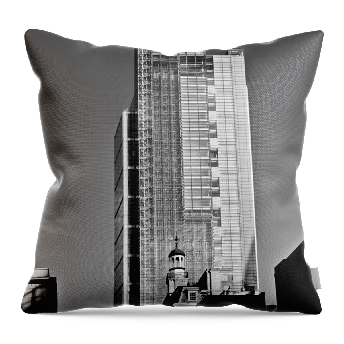 Broadgate Throw Pillow featuring the photograph Heron Tower London black and white #2 by Gary Eason