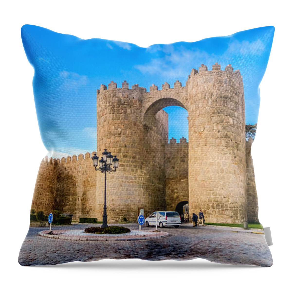 Ancient Throw Pillow featuring the photograph Historic walls of Avila, Castilla y Leon, Spain #1 by JR Photography