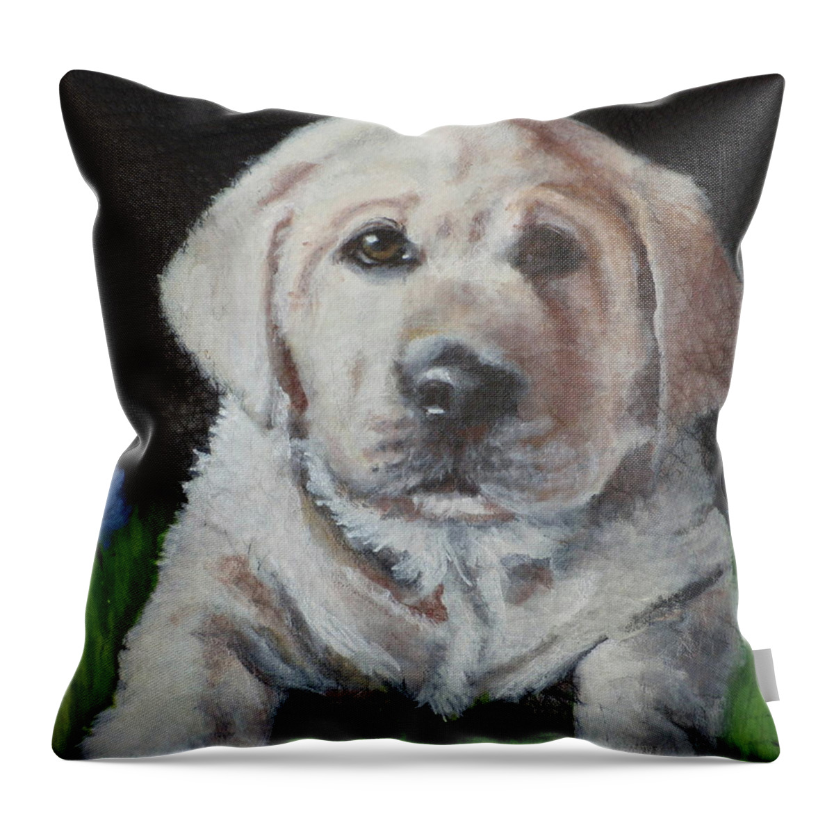 Yellow Labrador Throw Pillow featuring the painting Homer #1 by Carol Russell