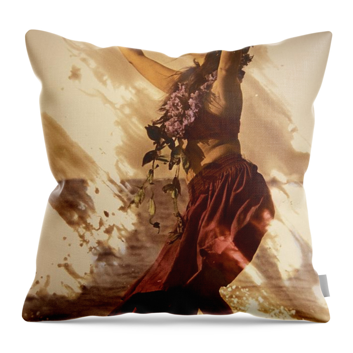 Beautiful Throw Pillow featuring the photograph Hula On The Beach #1 by Himani - Printscapes