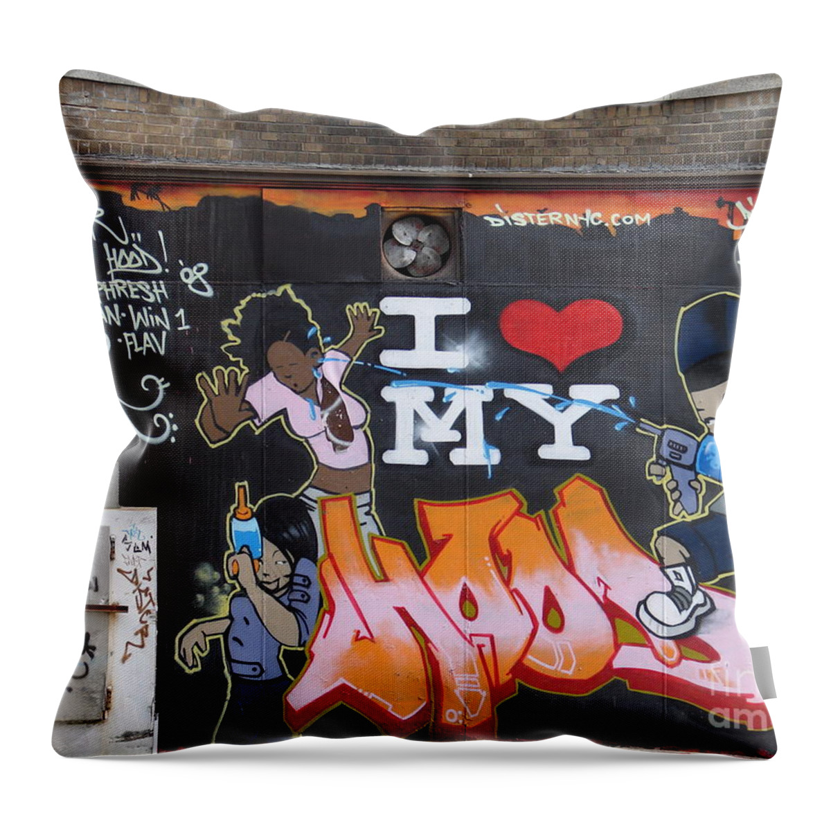 Graffiti Throw Pillow featuring the photograph I Love My Hood #1 by Cole Thompson