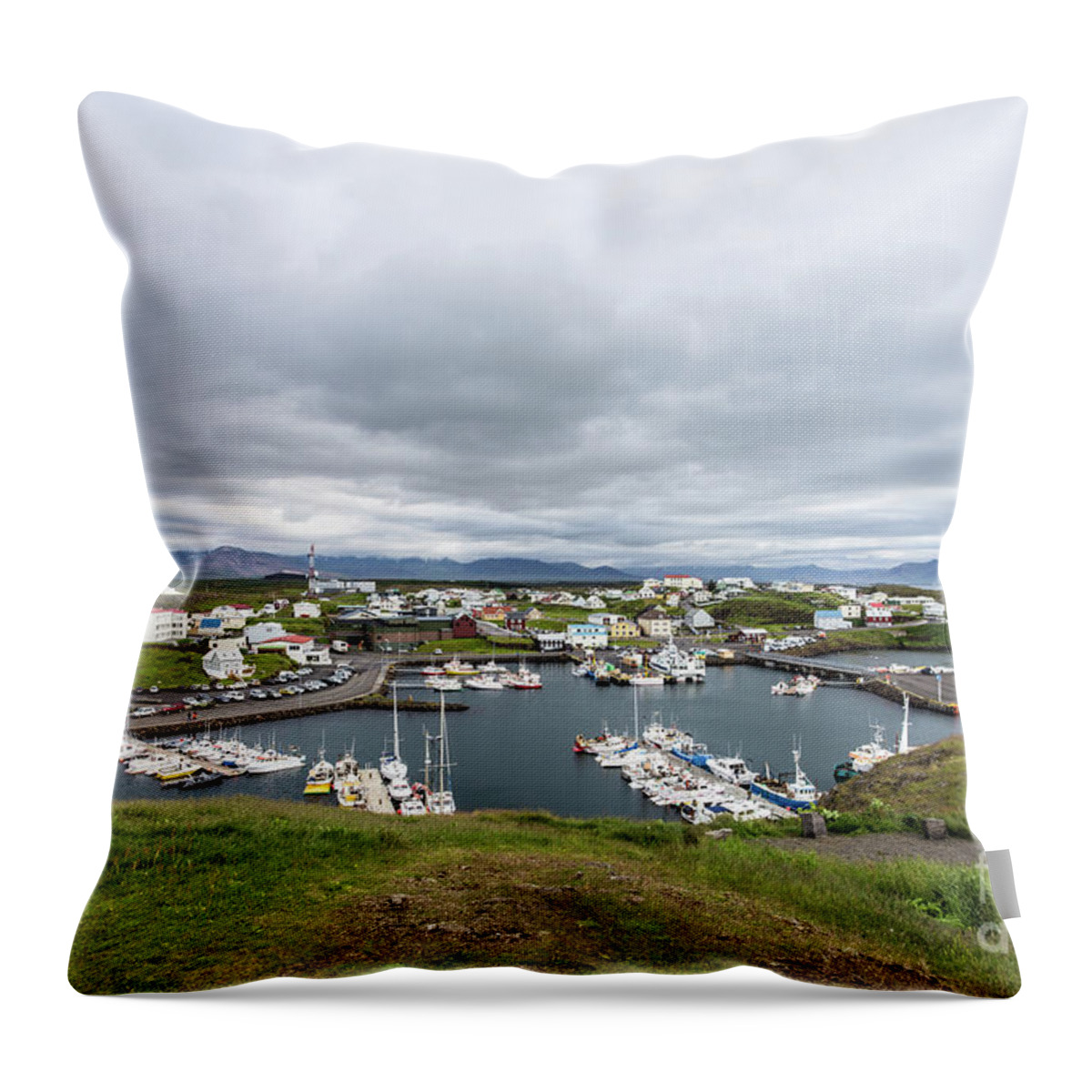 Coastline Throw Pillow featuring the photograph Iceland fisherman harbor #1 by Didier Marti
