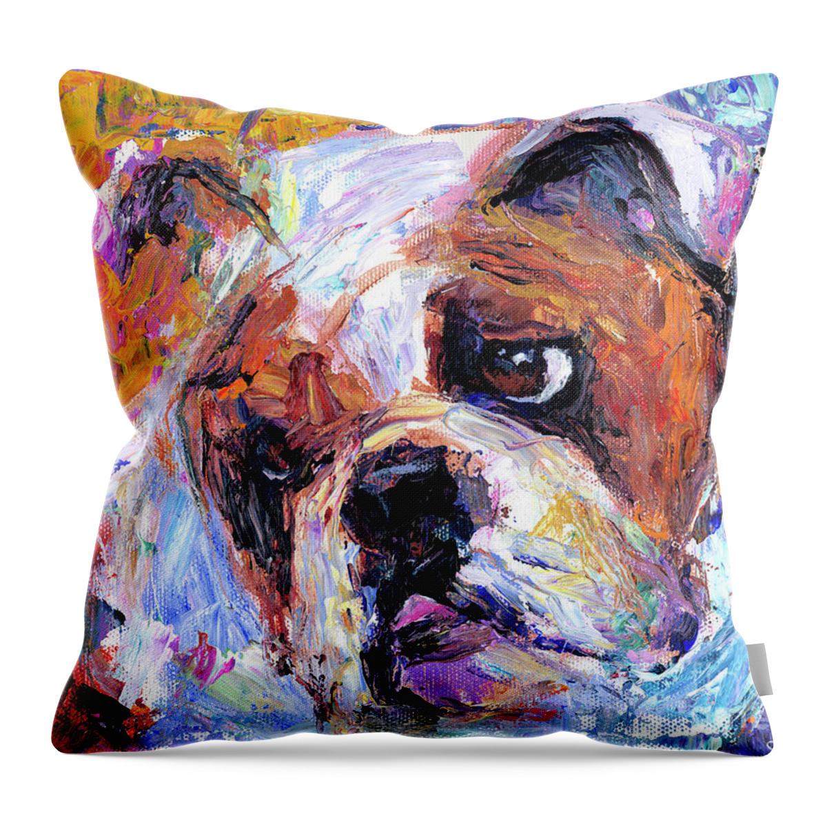 English Bulldog Painting Throw Pillow featuring the painting Impressionistic Bulldog painting #1 by Svetlana Novikova