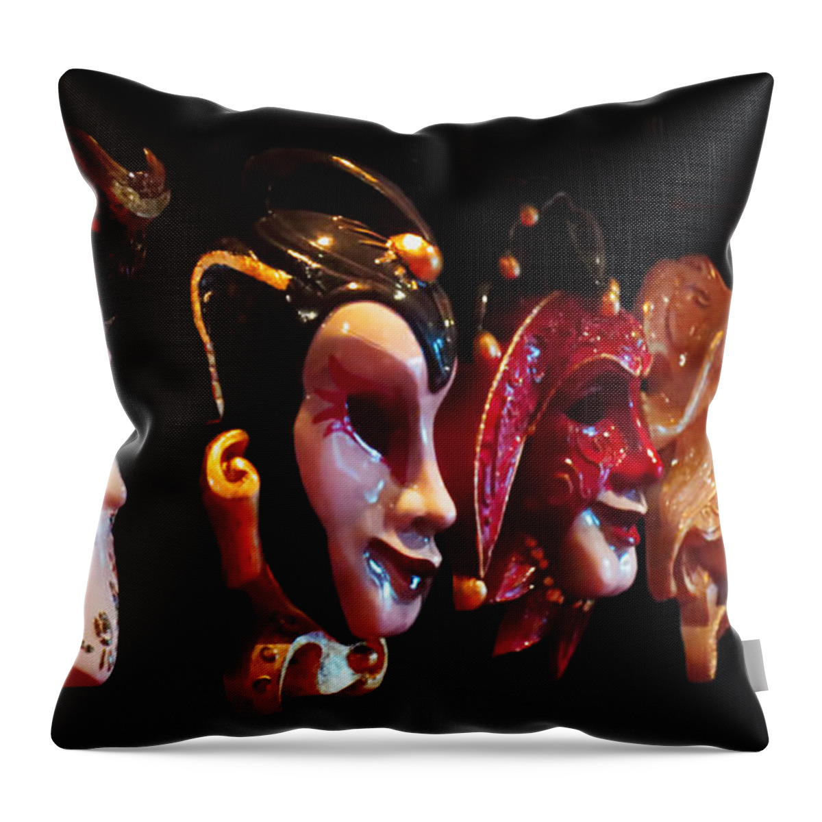 Mask Throw Pillow featuring the photograph In A Row #1 by Steven Parker