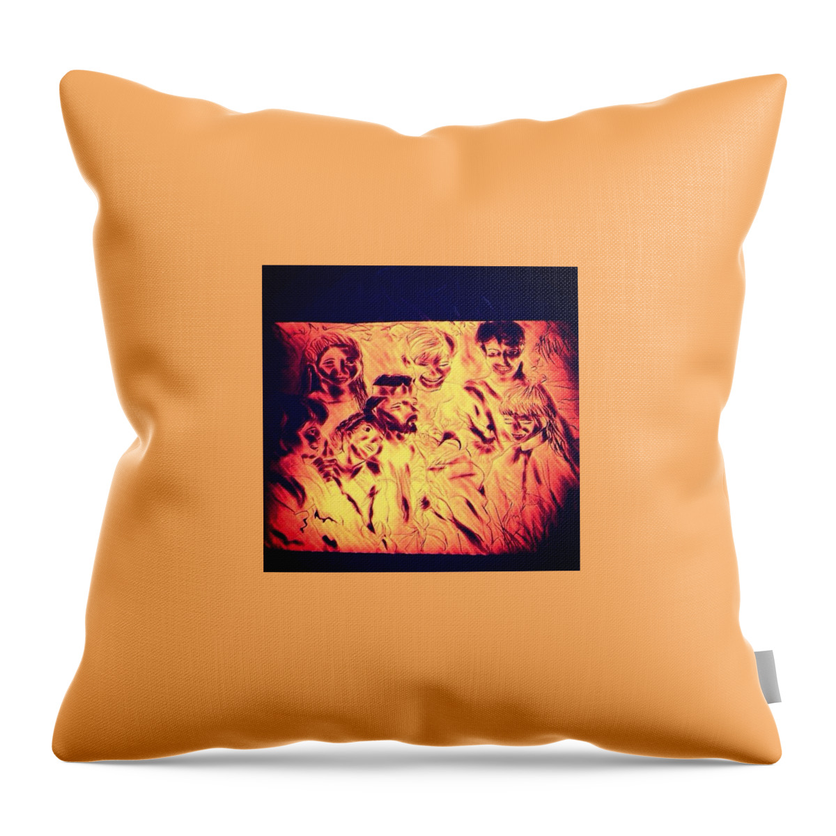 Heaven Throw Pillow featuring the drawing In Heaven with Jesus #1 by Love Art Wonders By God