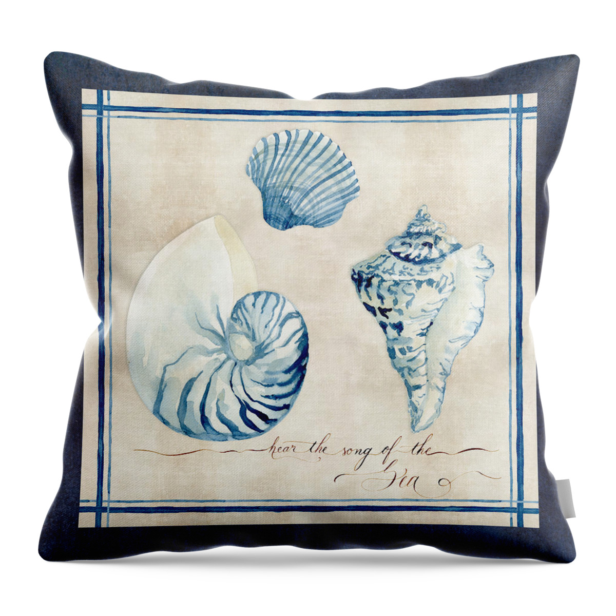 Hear The Song Of The Sea Throw Pillow featuring the painting Indigo Ocean - Song of the Sea #2 by Audrey Jeanne Roberts