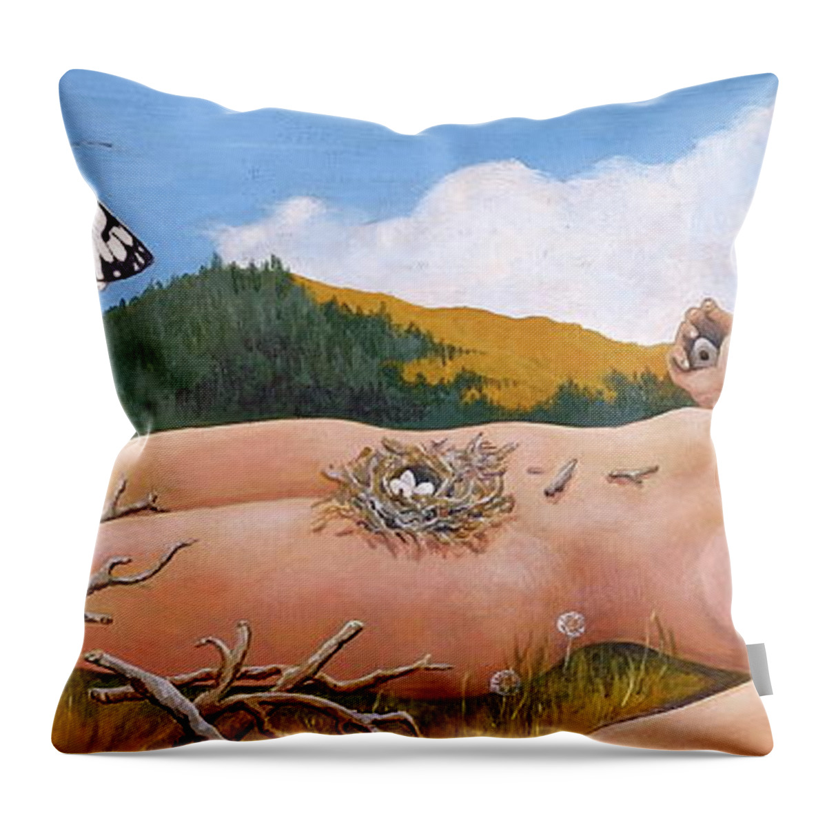 Butterflies Throw Pillow featuring the painting Integration #1 by Sheri Howe