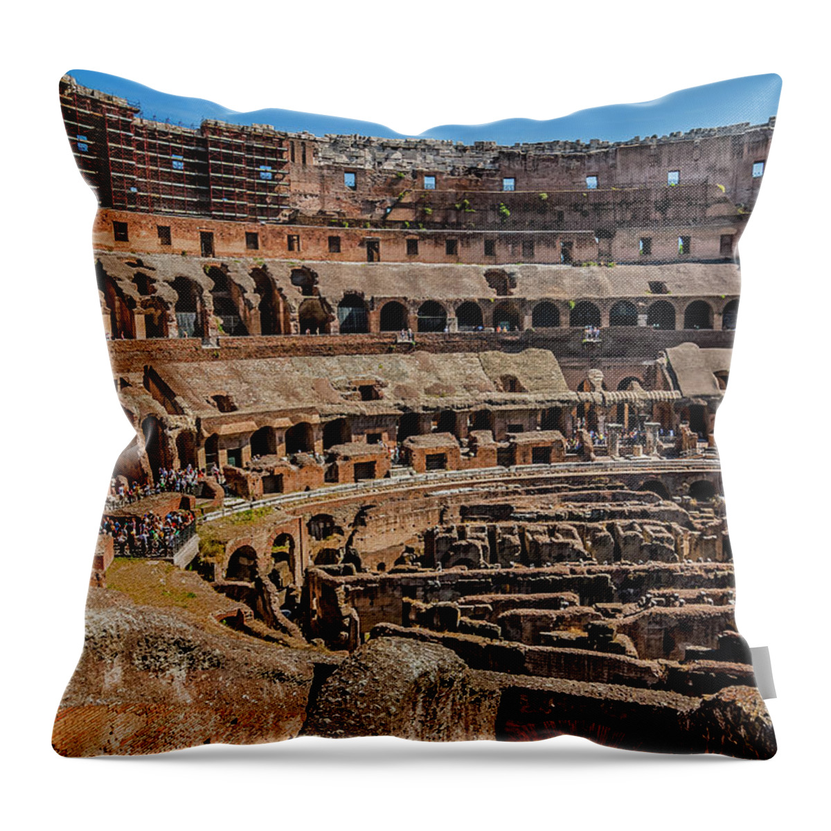 Italian Throw Pillow featuring the photograph Interior of The Coliseum, Rome, Italy #1 by Tom Zeman