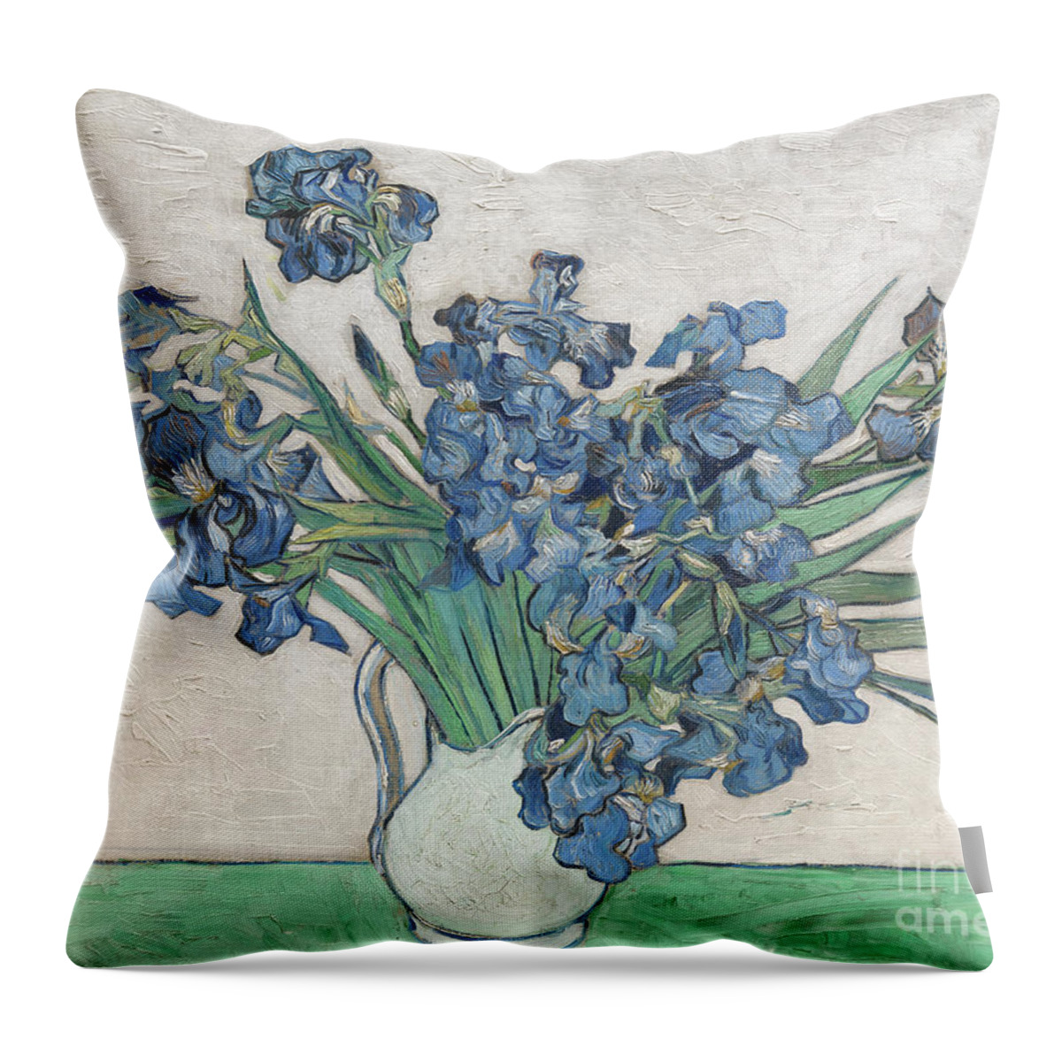 Vincent Van Gogh Throw Pillow featuring the painting Irises, 1890 by Vincent Van Gogh