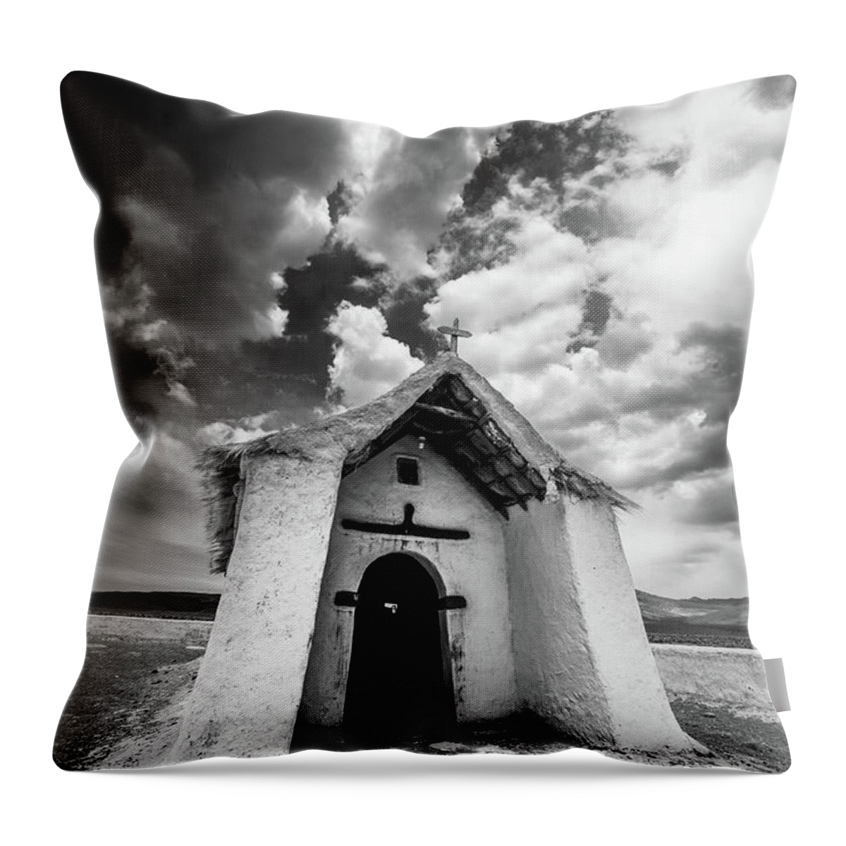 Isluga Throw Pillow featuring the photograph Isluga church #1 by Olivier Steiner