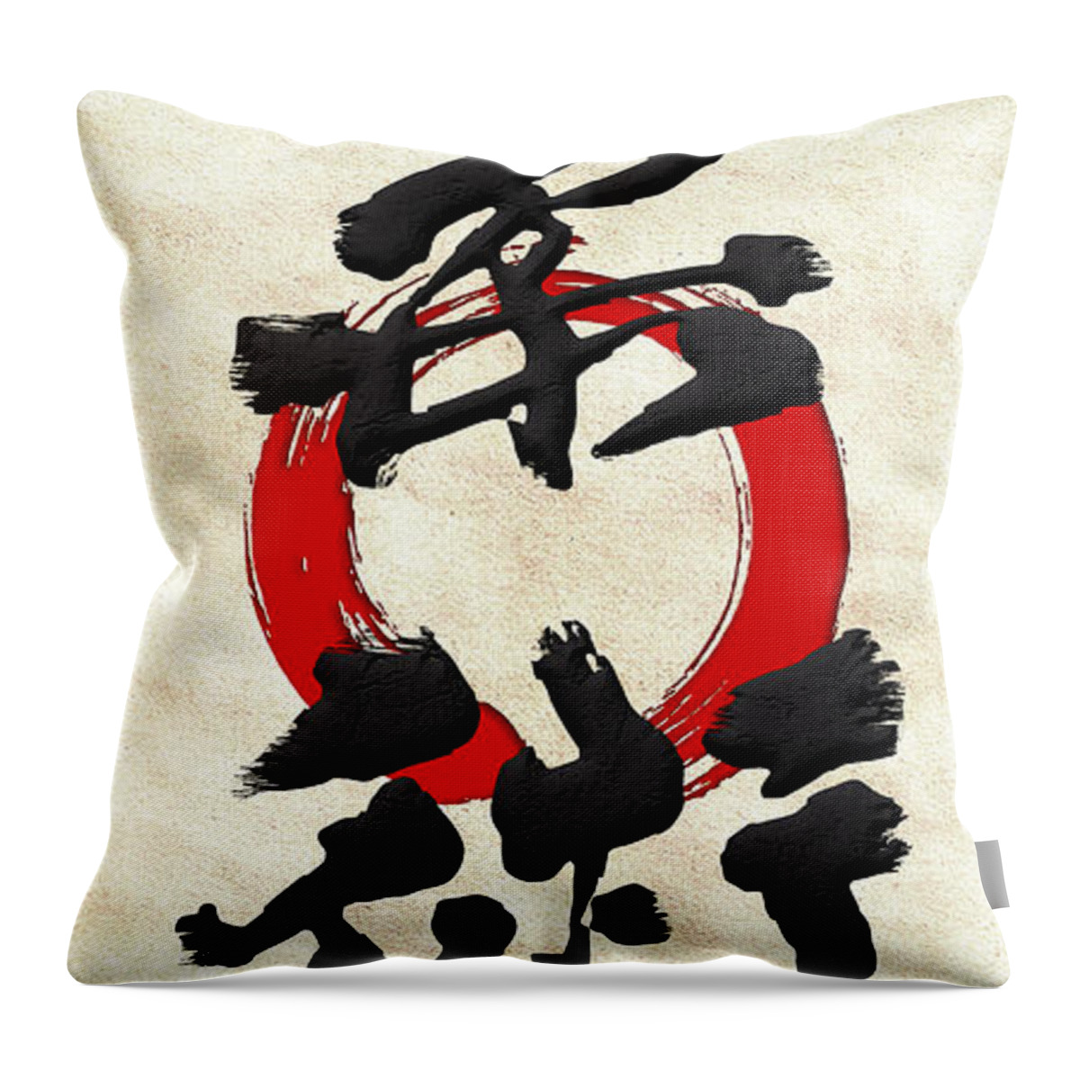 japanese Calligraphy By Serge Averbukh Throw Pillow featuring the photograph Japanese Kanji Calligraphy - Jujutsu #1 by Serge Averbukh