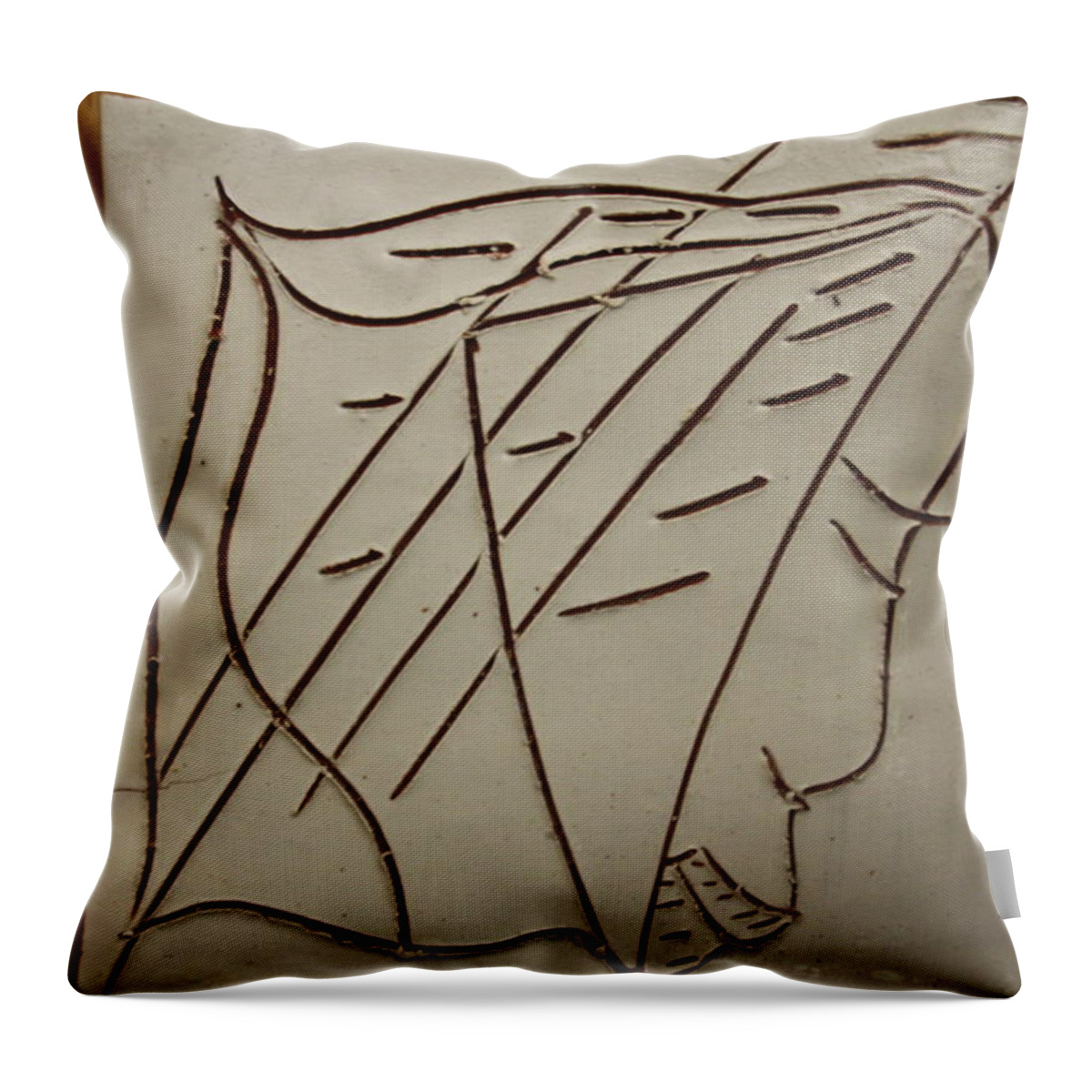 Jesus Throw Pillow featuring the ceramic art Jesus - tile #1 by Gloria Ssali