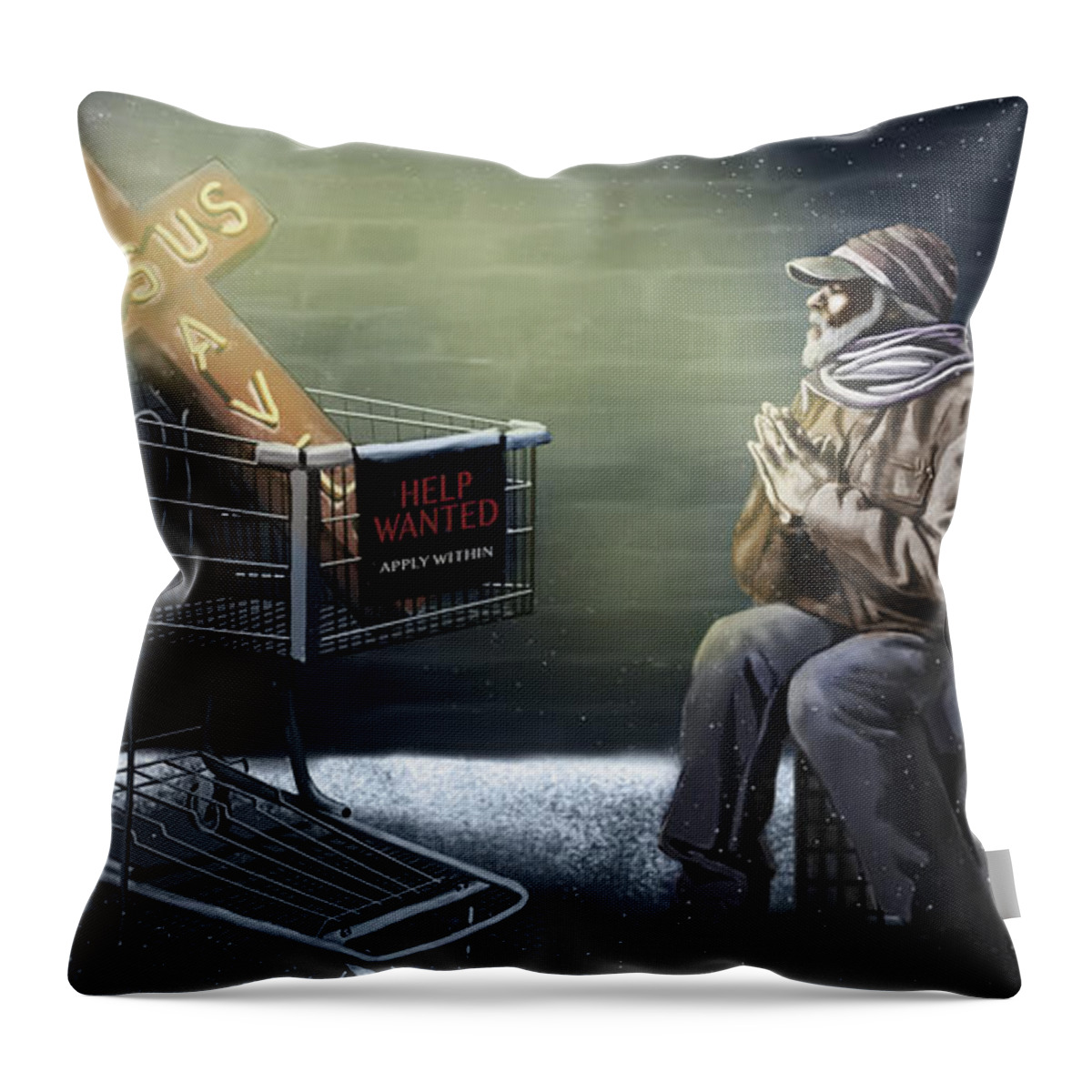 Dwayne Glapion Throw Pillow featuring the digital art Jesus Saves by Dwayne Glapion