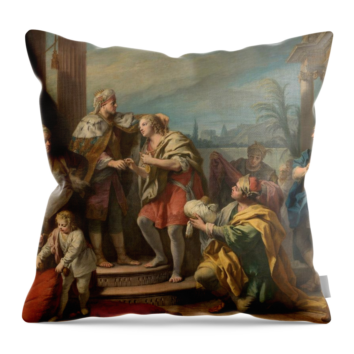 Amigoni Throw Pillow featuring the painting Joseph #1 by MotionAge Designs