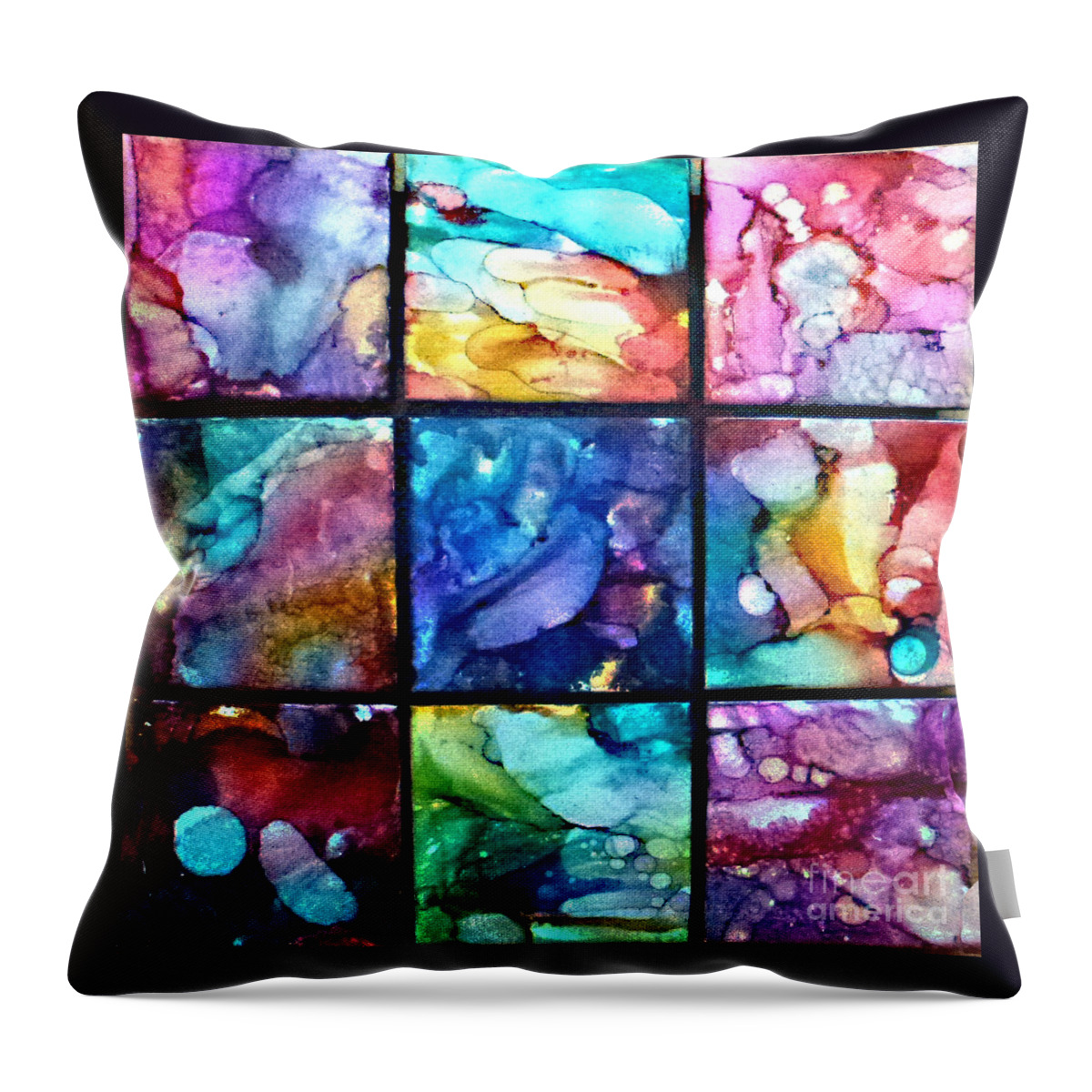 Abstract Throw Pillow featuring the painting JOY #1 by Alene Sirott-Cope