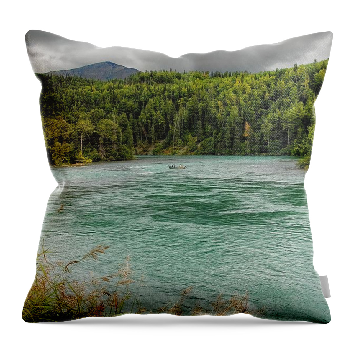 Kenai River Throw Pillow featuring the photograph River Fishing by Dyle  Warren