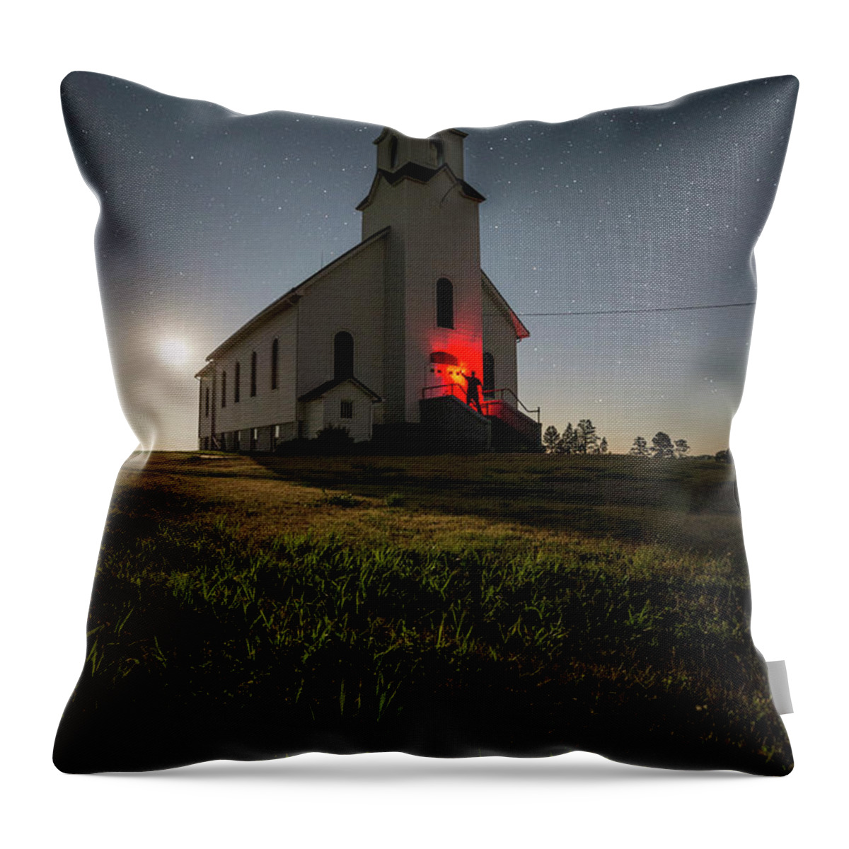 Belleview Lutheran Church Throw Pillow featuring the photograph Knockin on Heaven's door #1 by Aaron J Groen