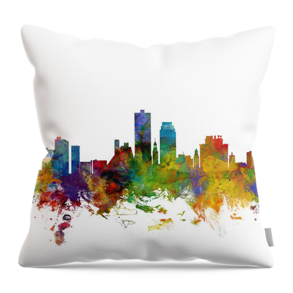 United States Throw Pillow featuring the digital art Knoxville Tennessee Skyline #1 by Michael Tompsett