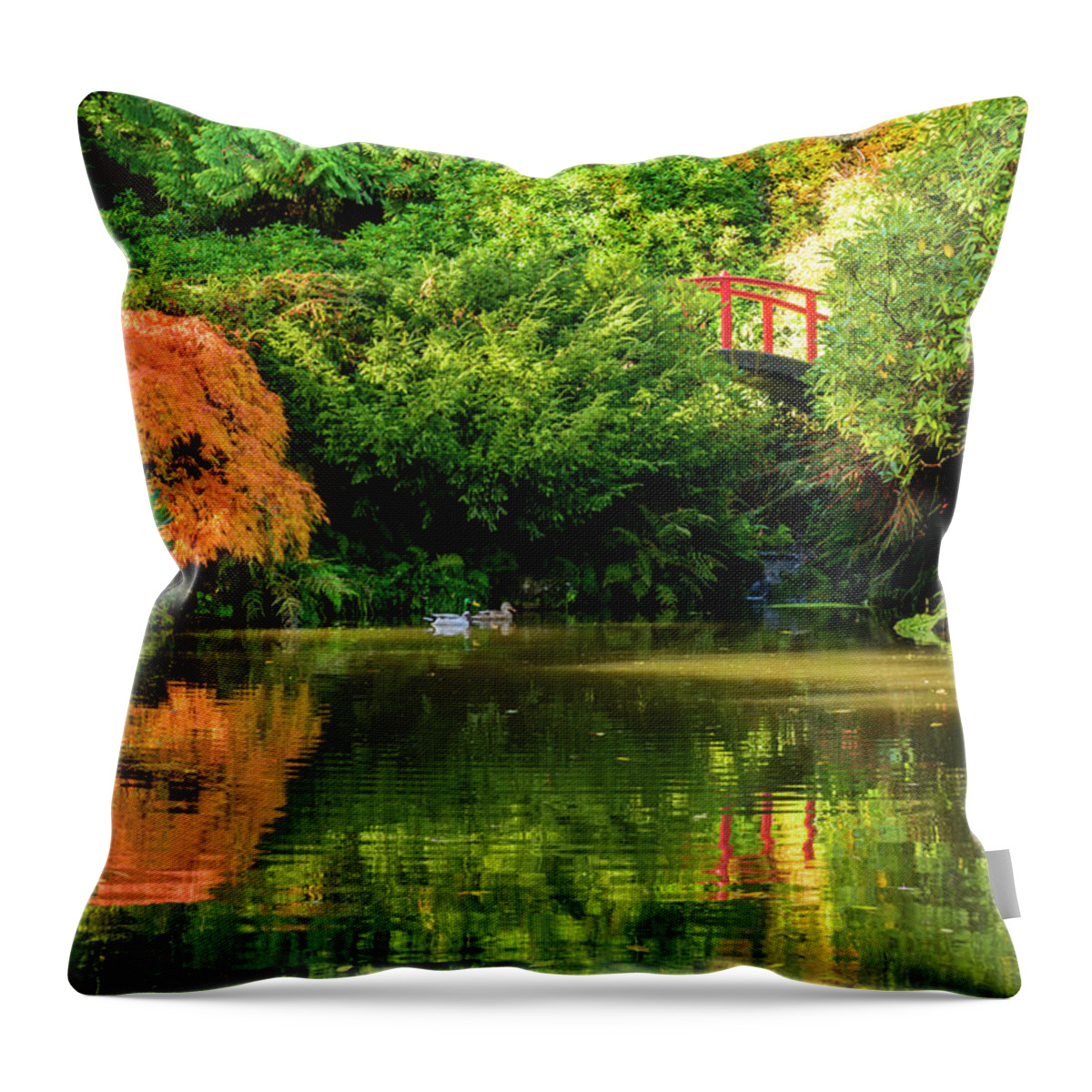 Fall Color Throw Pillow featuring the digital art Kubota Garden, Seattle #1 by Michael Lee