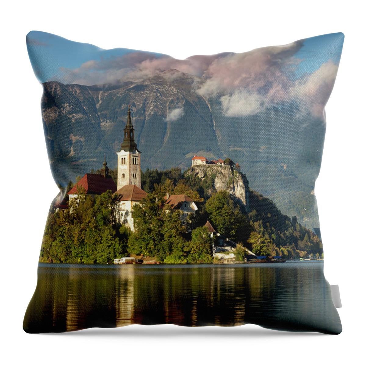 Slovenia Throw Pillow featuring the photograph Lake Bled #1 by Brian Jannsen
