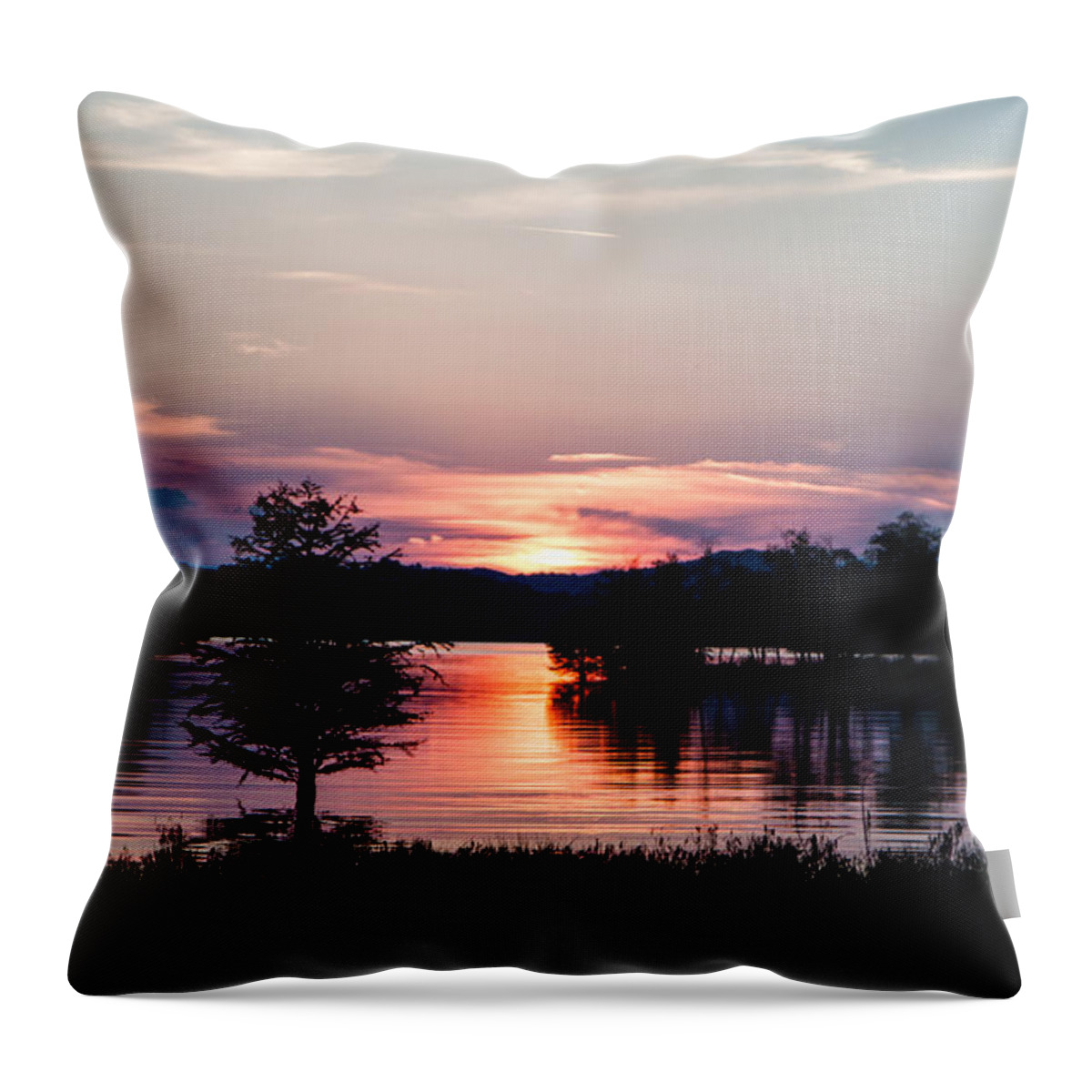 Sunset Throw Pillow featuring the photograph Lake Chatuge #1 by Seth Solesbee