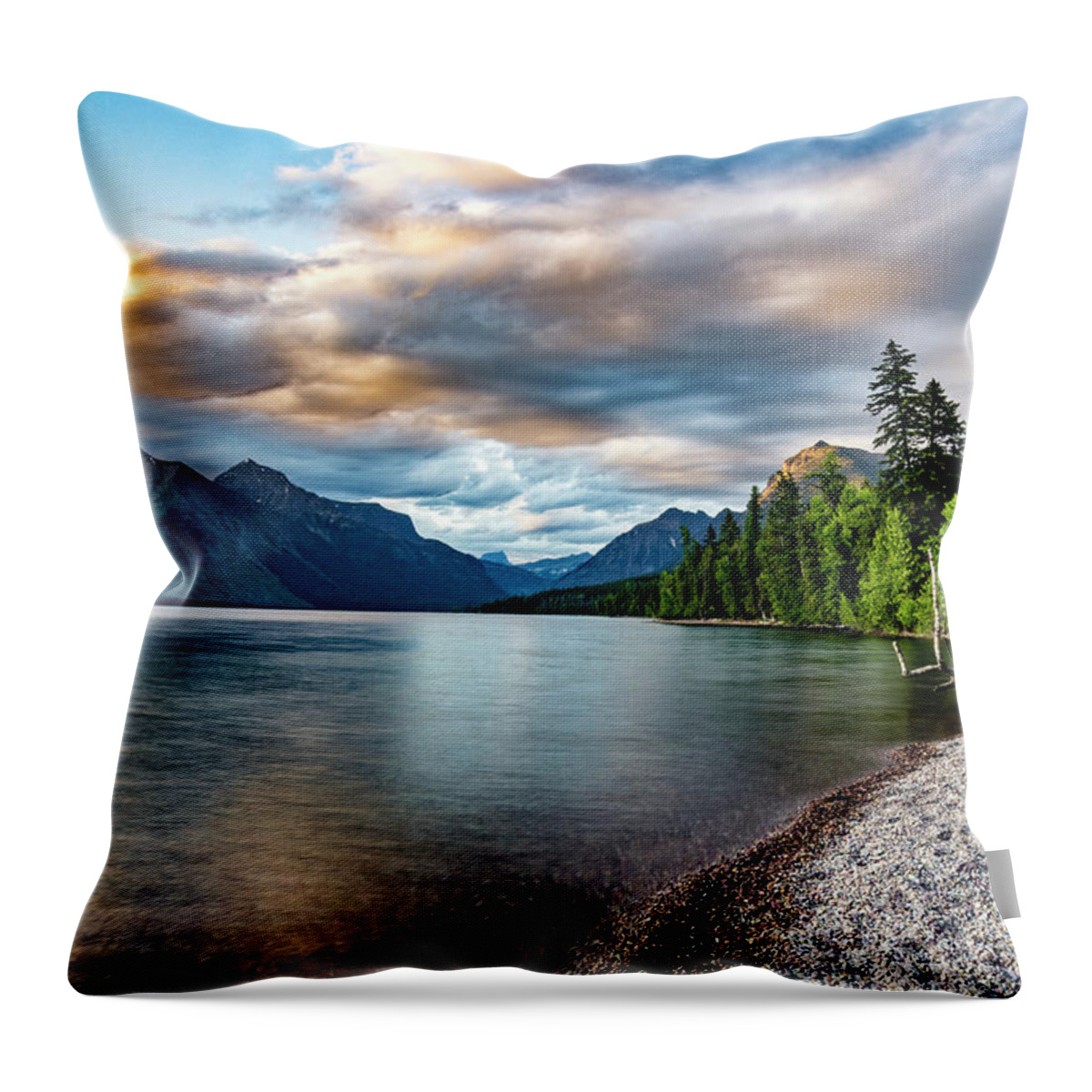 Glacier National Park Throw Pillow featuring the photograph Lake McDonald Glacier National Park #1 by Donald Pash