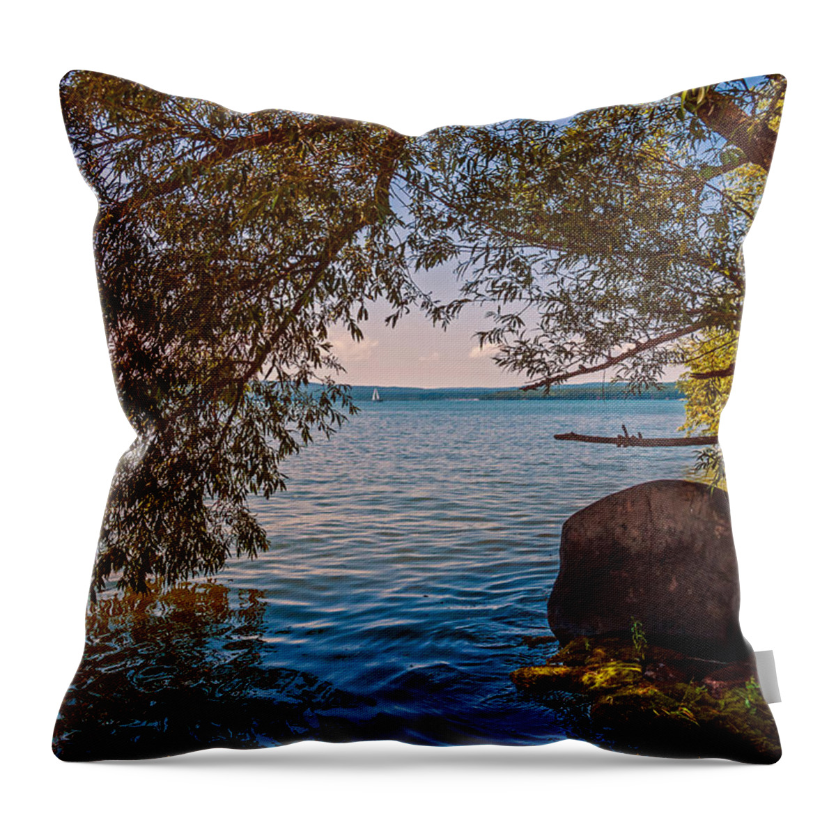 Lake Superior Throw Pillow featuring the photograph Lake Superior from Madeline Island #1 by Lonnie Paulson